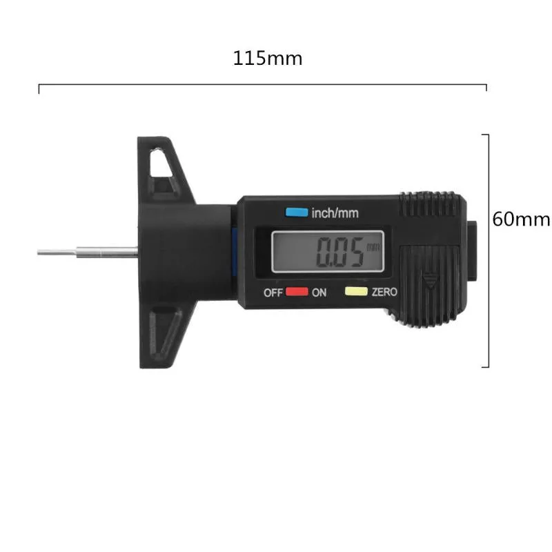 0-25.4mm LCD Display Digital Depth Measurer Gauge Car Tyre Tread Tire Wear Detection Caliper Tool