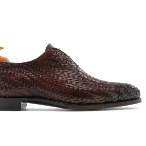 7CM/2.76Inches - CMR CHAMARIPA High Heel Men Dress Shoes Oxford Elevator Shoes Brown Woven Upper