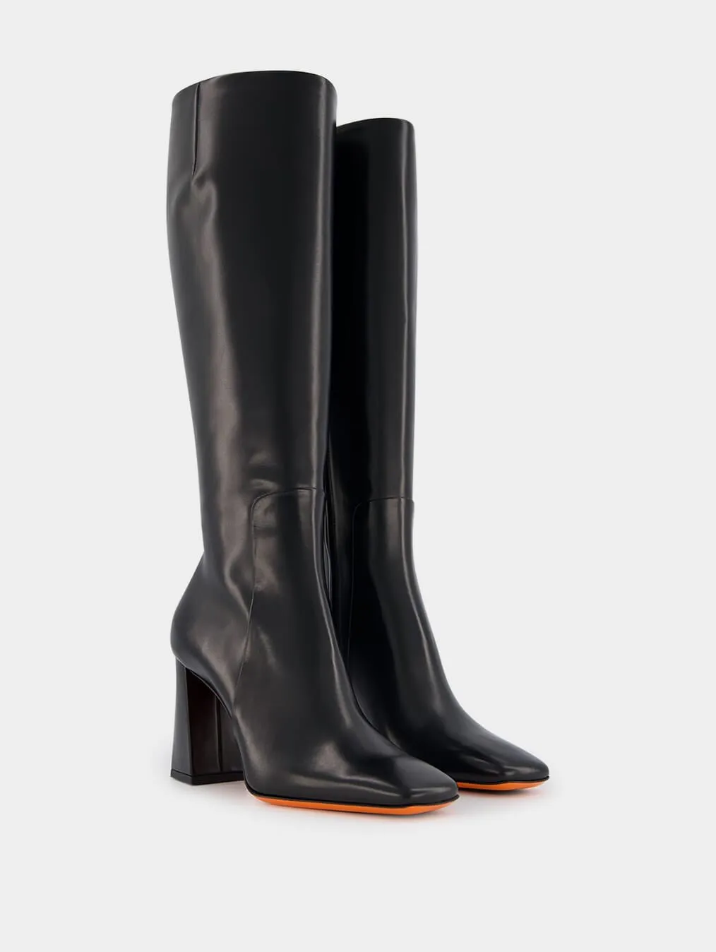 85mm Square-Toe Leather Boots