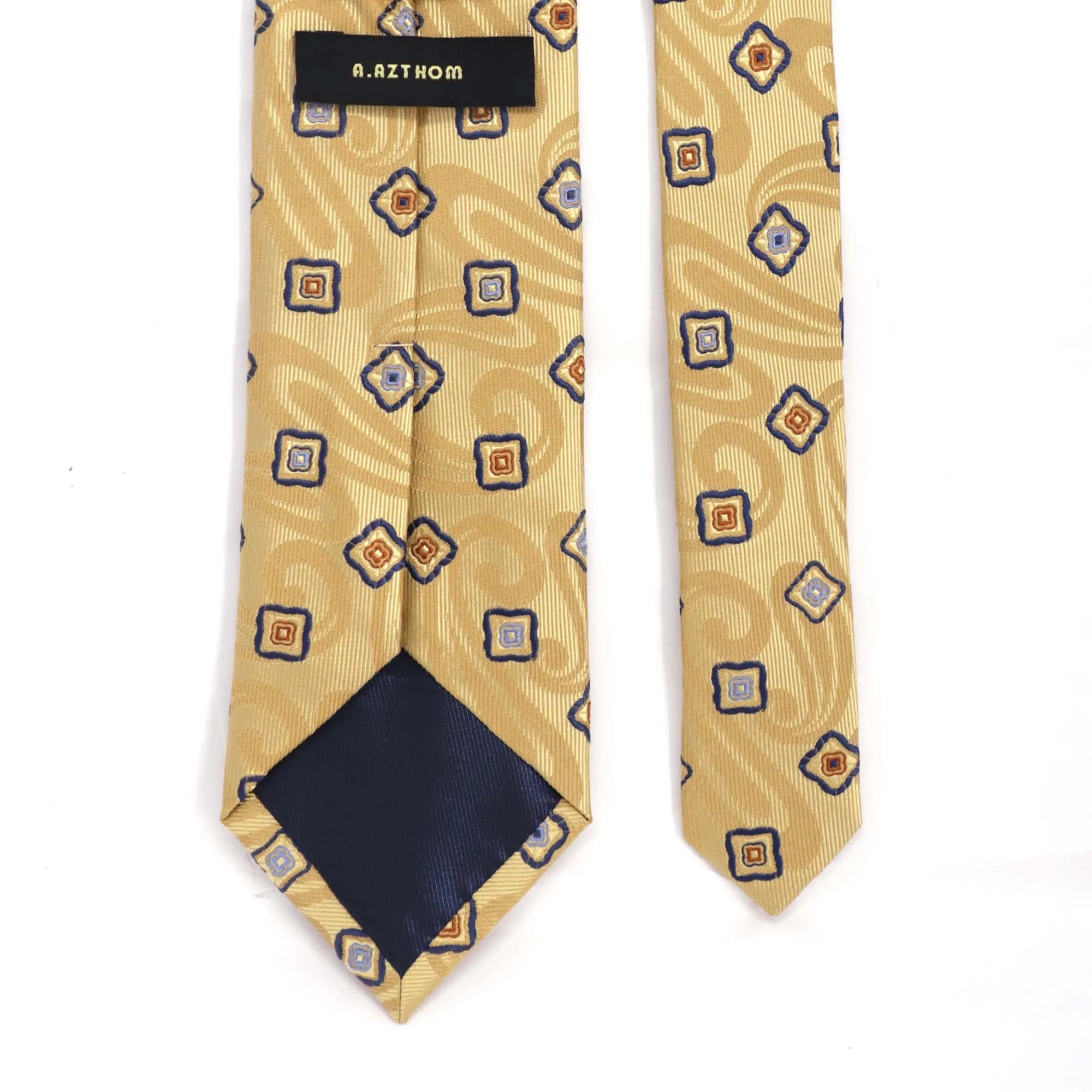 A.Azthom 8cm Golden Parisian flower tie Silk Woven