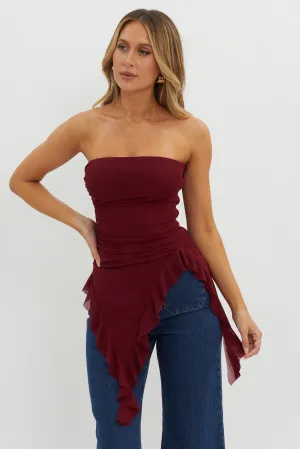 After Party Ruffle Trim Top Sangria