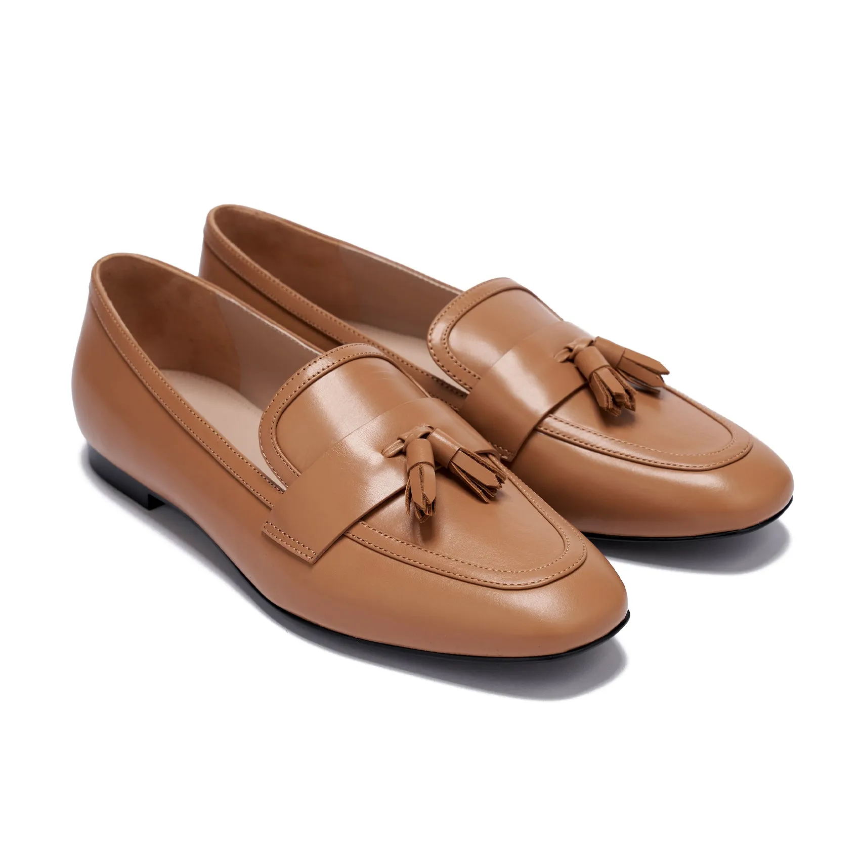 AiciBerllucci  Women's Loafer Shoes Casual   Brown  Leather Flat Shoes for Women Ladies Tassel