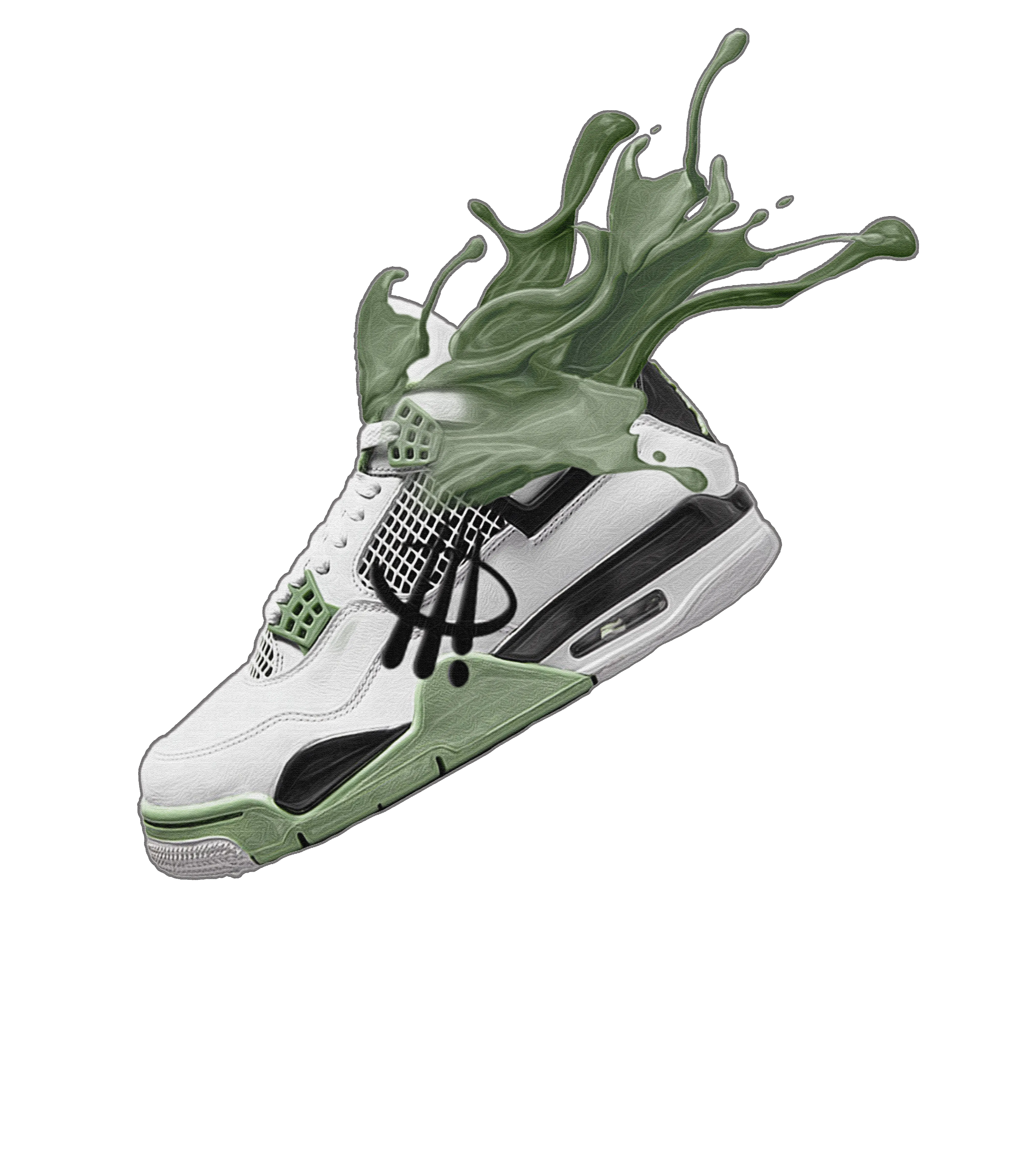 Air Jordan 4 Seafoam aka “Oil Green” - White T-Shirt (SPLASH 4)