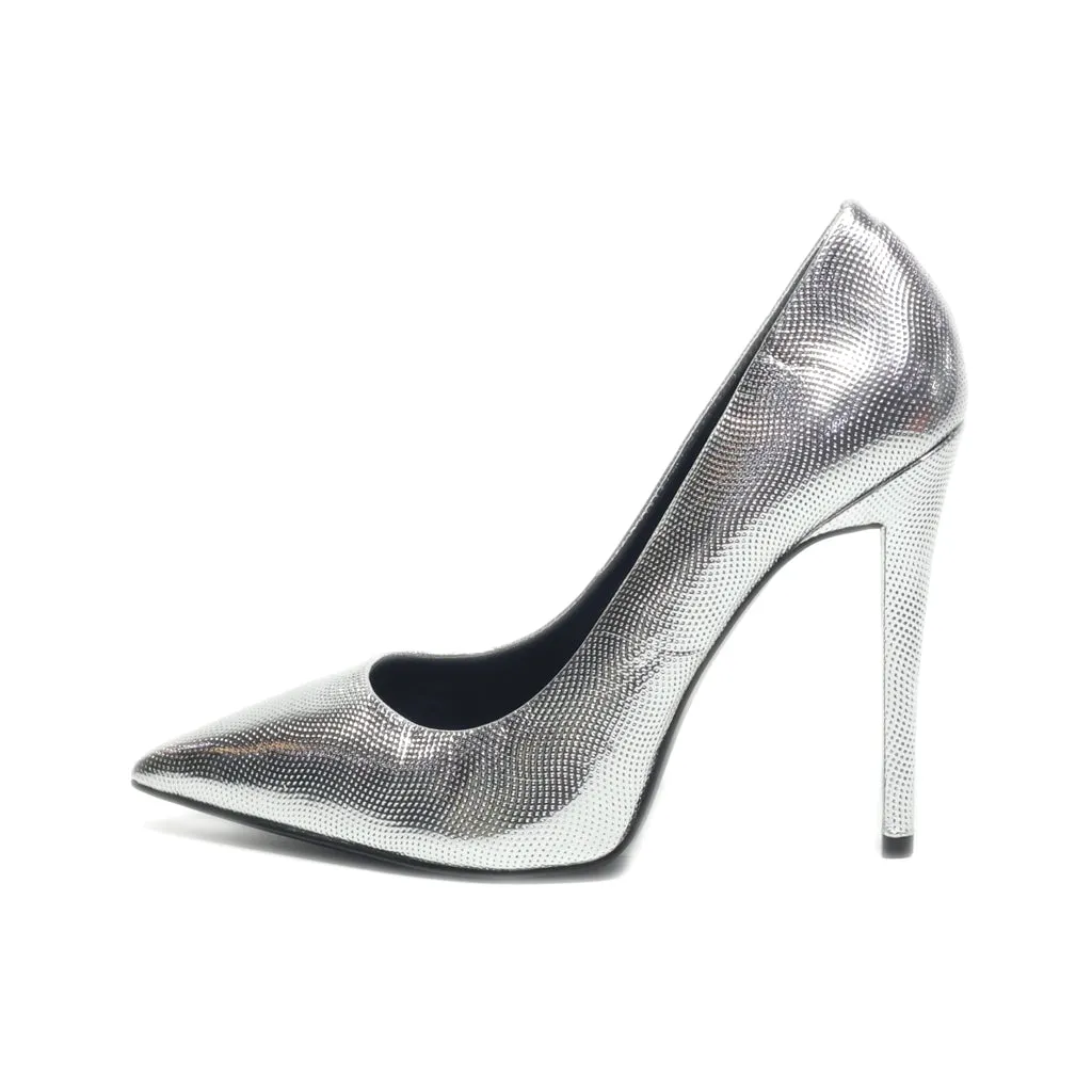 Aldo Kitten Heels Leather Silver Colour For Women