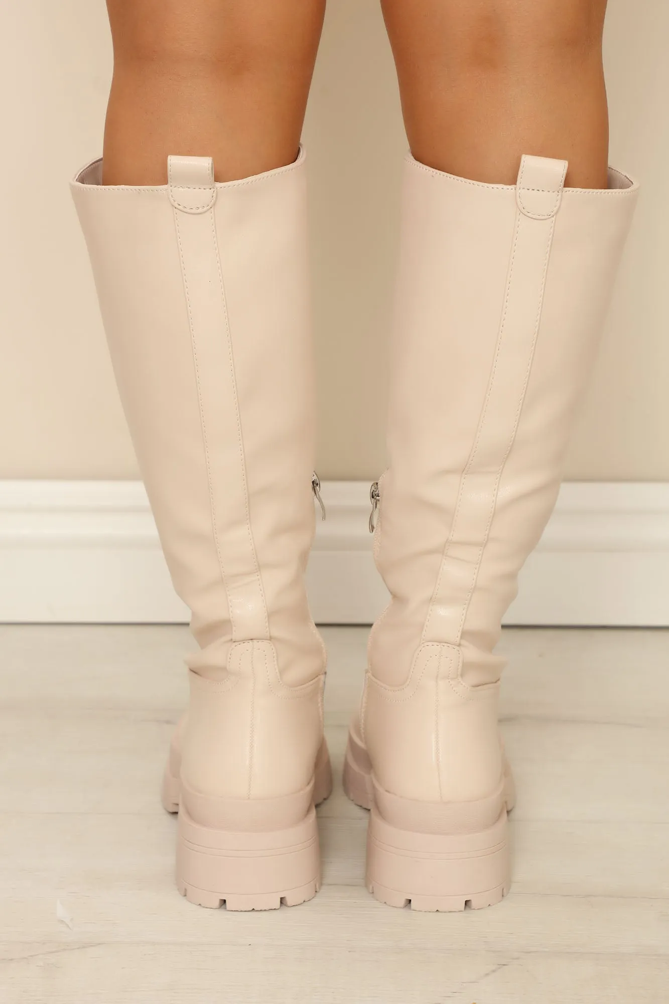 All On My Own Knee High Boots - Cream