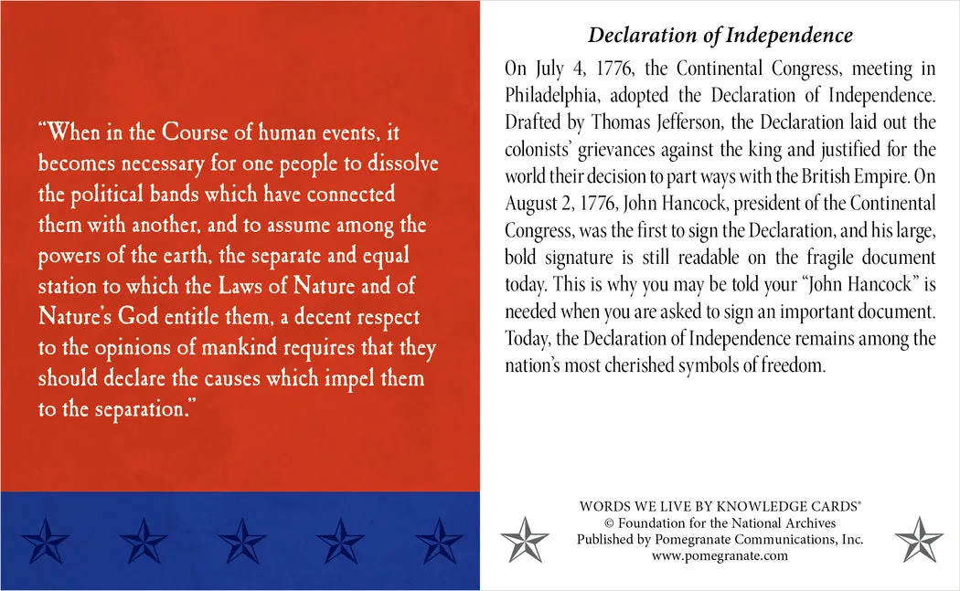 American Documents Knowledge Cards