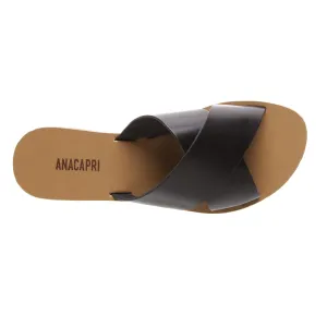 Anacapri - Leather Cross Slides - Black