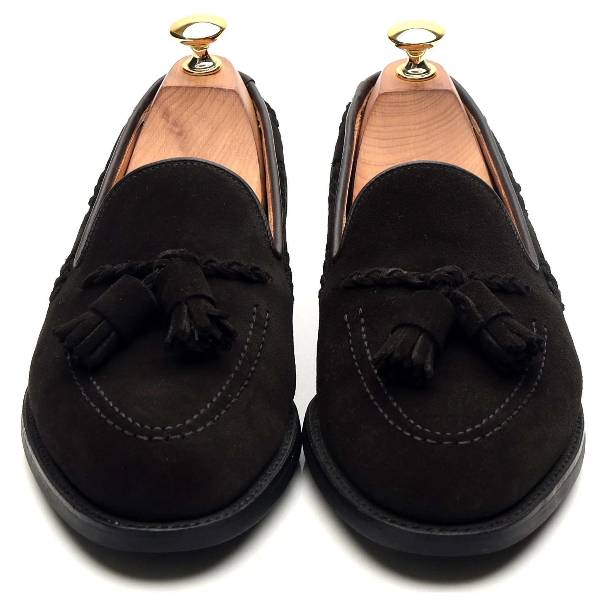 Anglo Italian 'Studridge' Black Suede Tassel Loafers UK 6 E