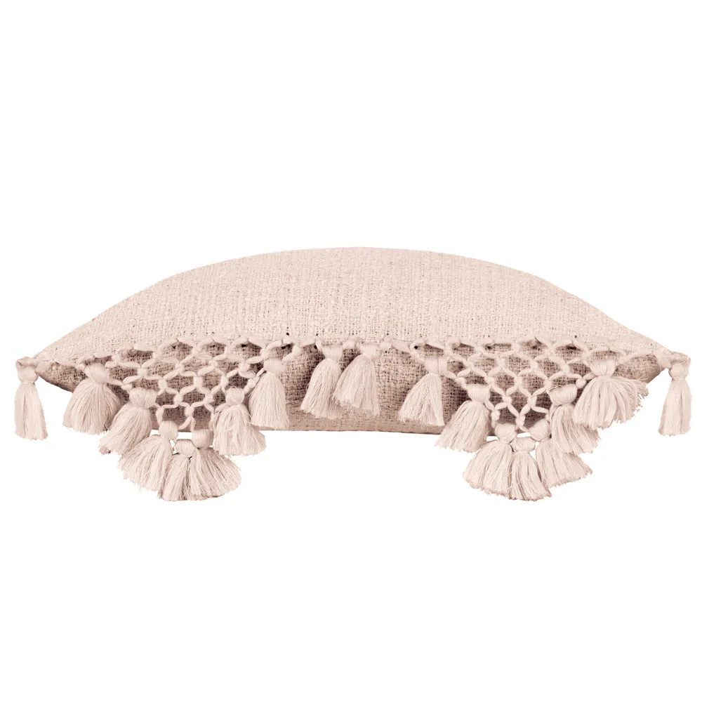 Anko Macrame Tassel Trim Cushion Blush