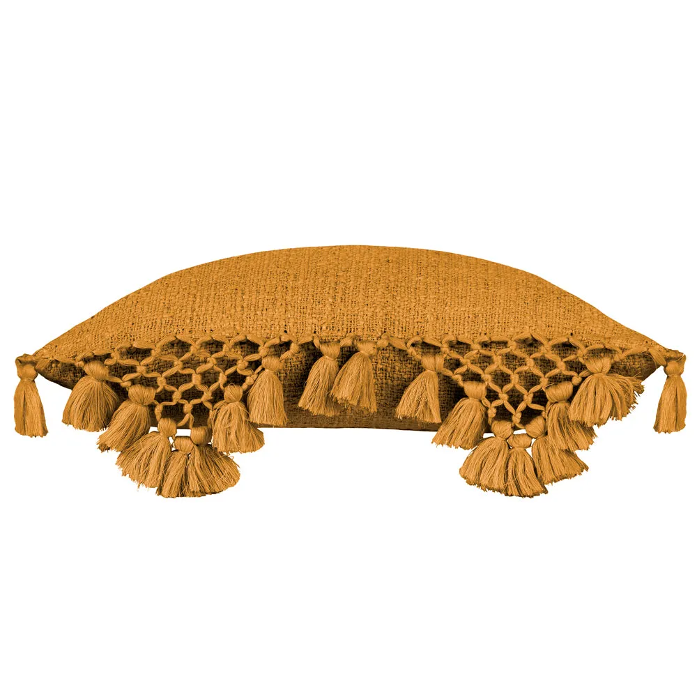 Anko Macrame Tassel Trim Cushion Ginger