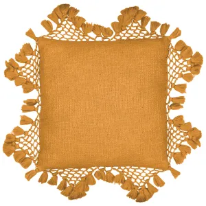 Anko Macrame Tassel Trim Cushion Ginger