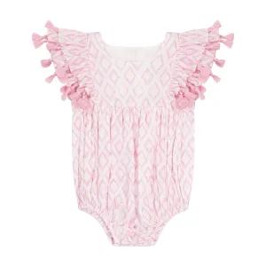 Anna Baby Romper in Soft Pink Ikat