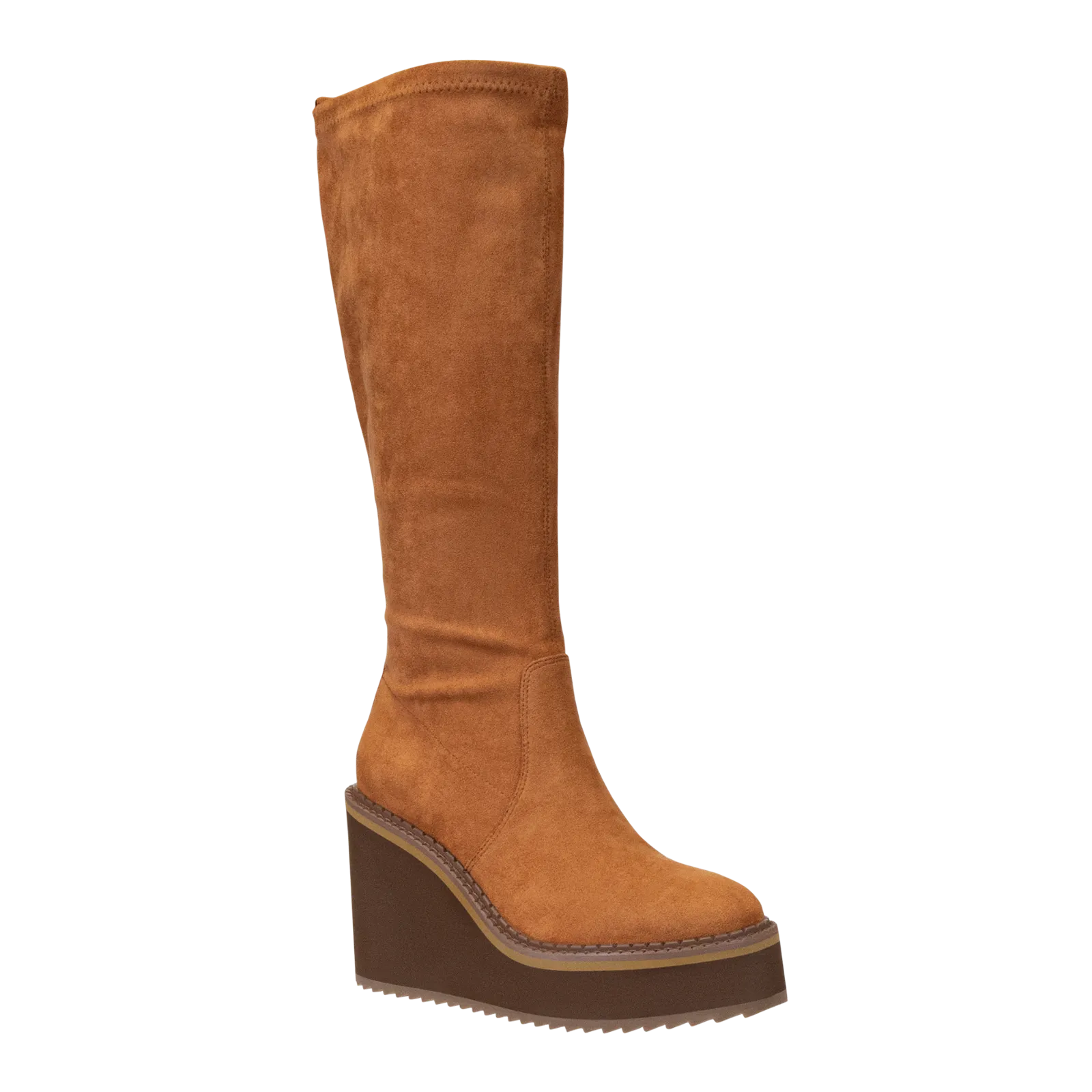 APEX in CAMEL Wedge Knee High Boots