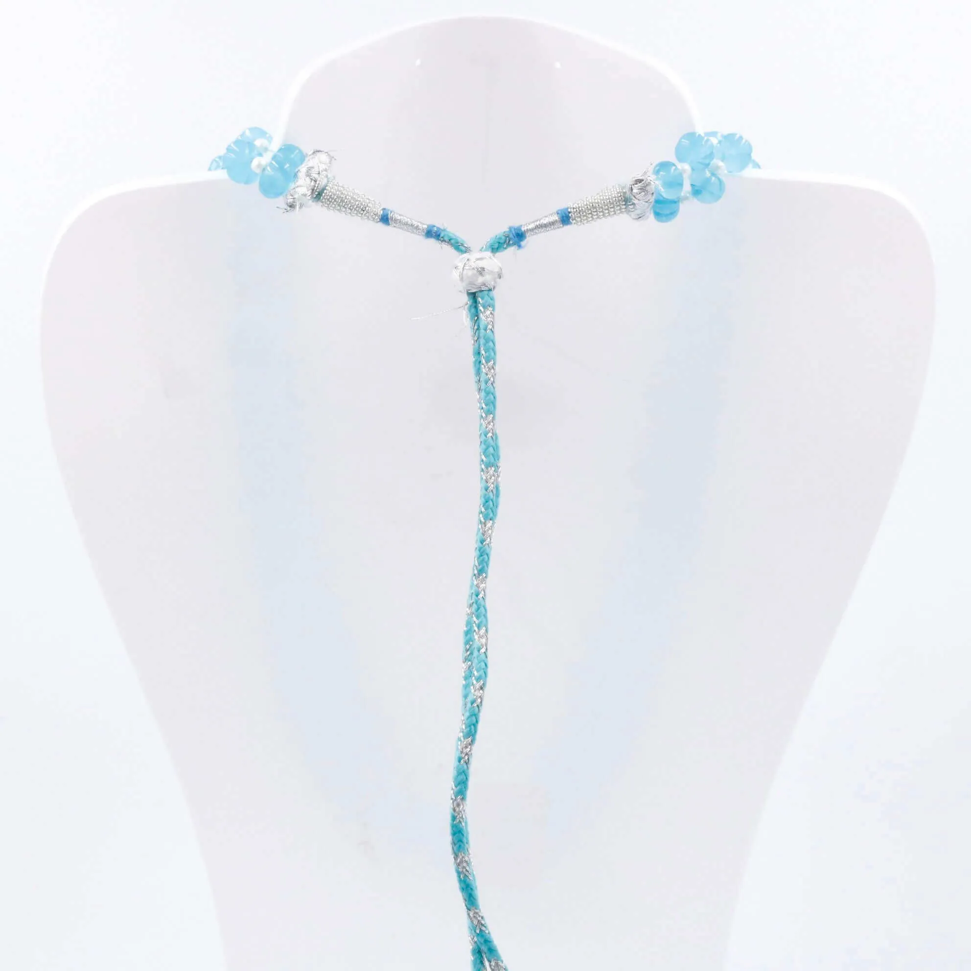 Aqua Blue Quartz Necklace Blue Quartz Beaded Necklace Blue Gemstone Necklace Indian Necklace Sarafa Necklace Quartz Jewelry SKU 6142885