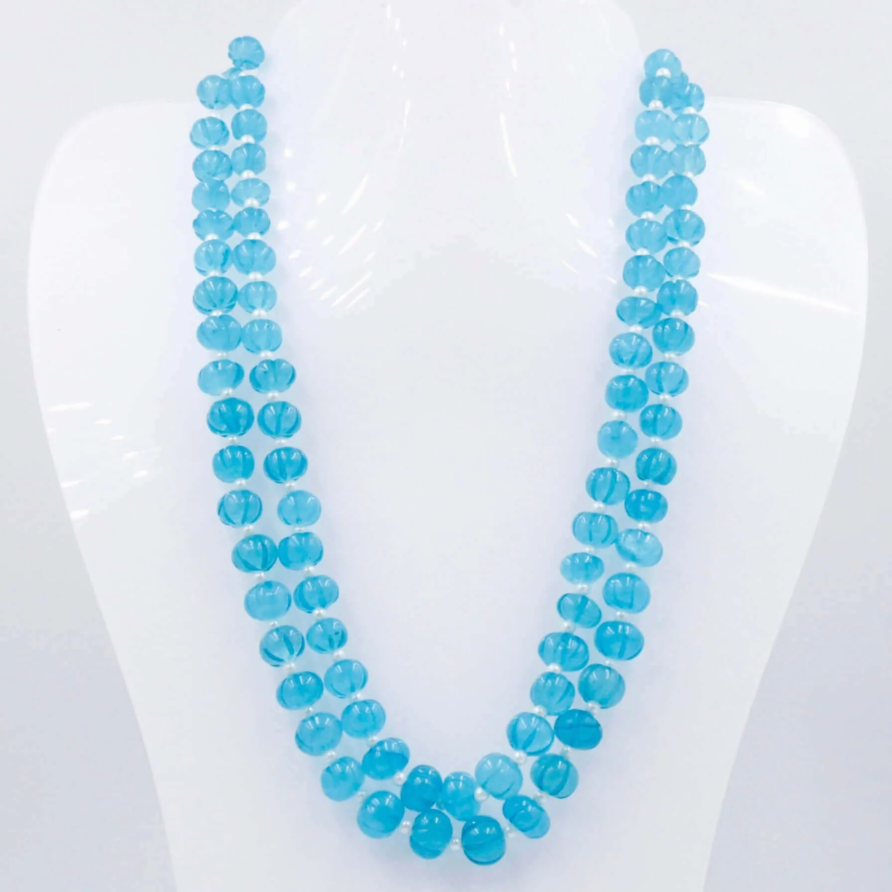 Aqua Blue Quartz Necklace Blue Quartz Beaded Necklace Blue Gemstone Necklace Indian Necklace Sarafa Necklace Quartz Jewelry SKU 6142885