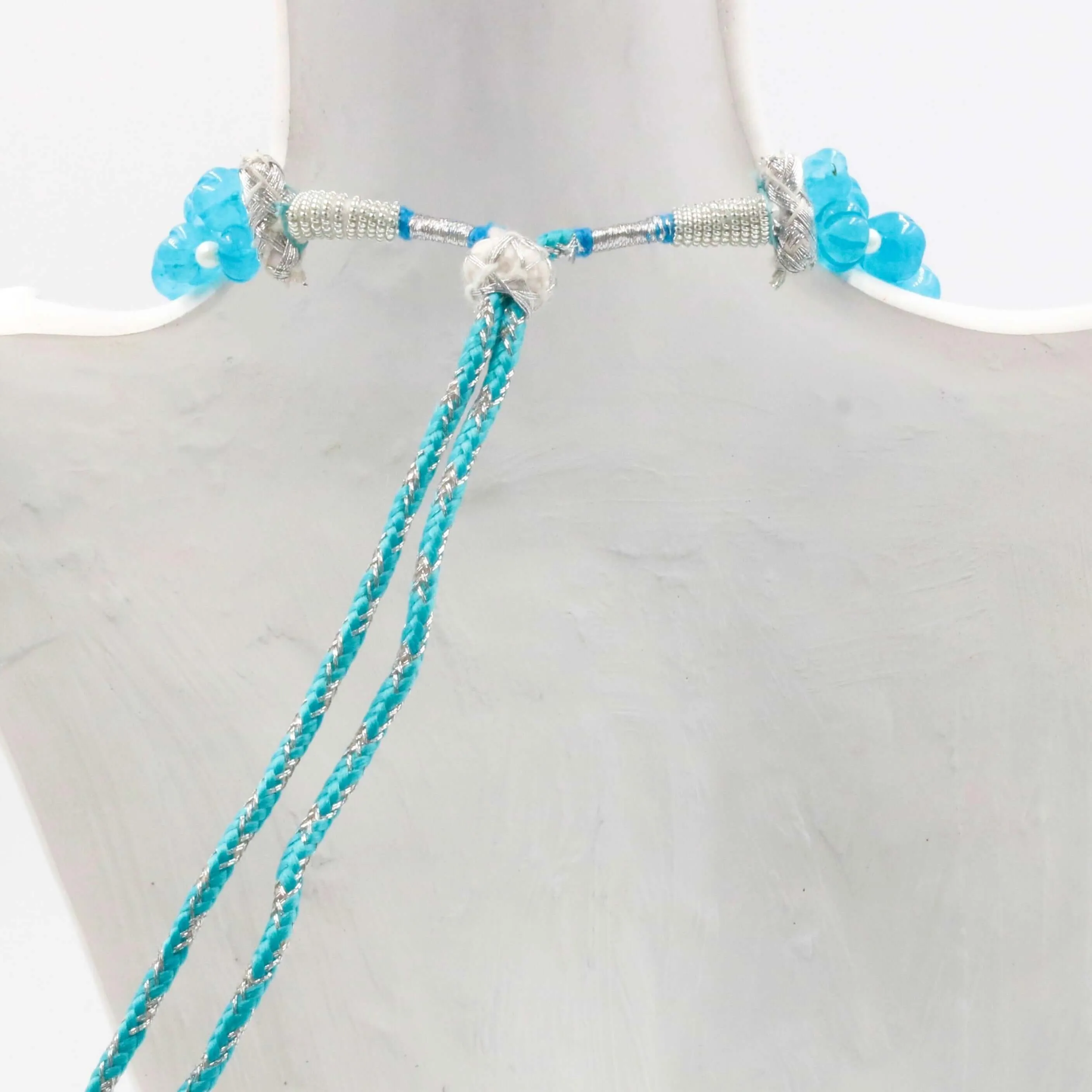 Aqua Blue Quartz Necklace Blue Quartz Beaded Necklace Blue Gemstone Necklace Indian Necklace Sarafa Necklace Quartz Jewelry SKU 6142885