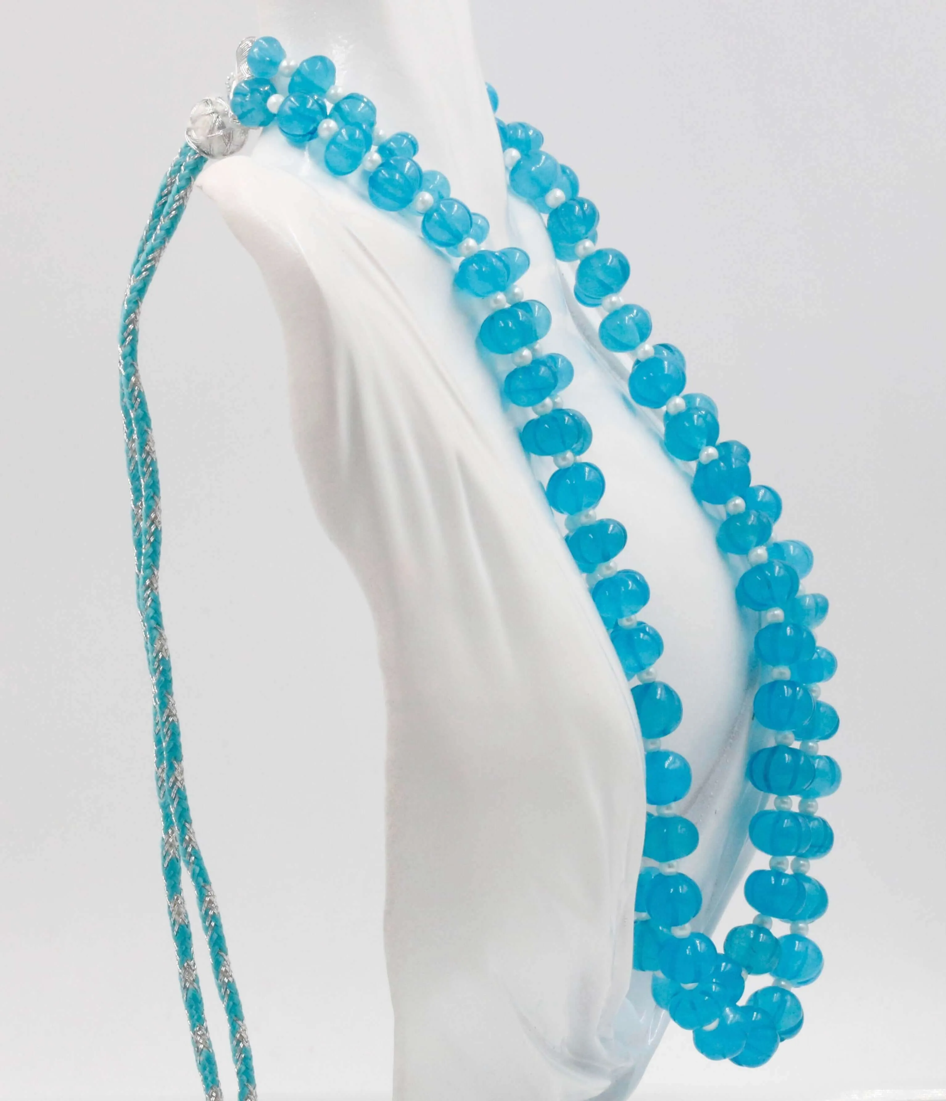 Aqua Blue Quartz Necklace Blue Quartz Beaded Necklace Blue Gemstone Necklace Indian Necklace Sarafa Necklace Quartz Jewelry SKU 6142885