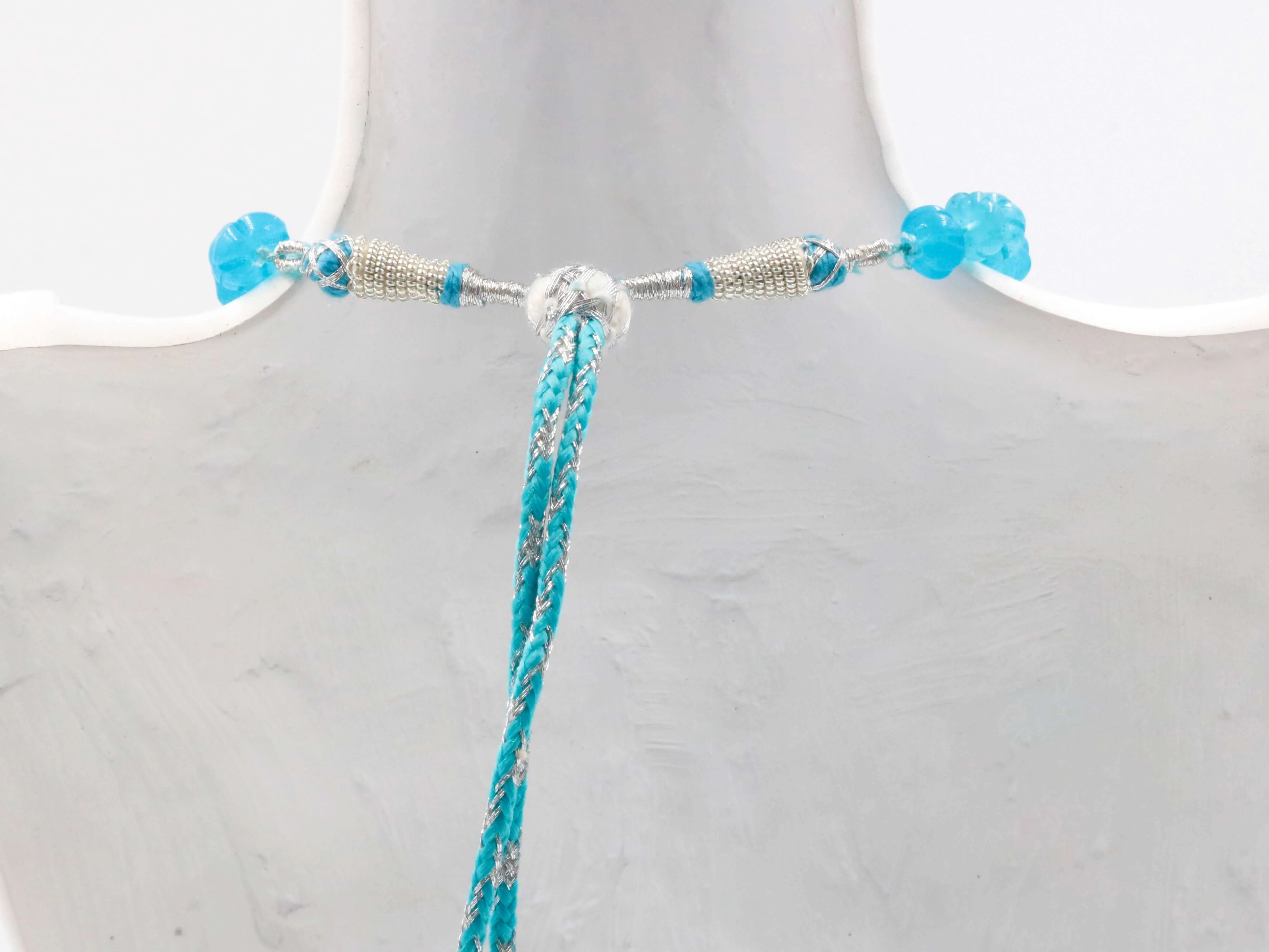 Aqua Blue Quartz Necklace Blue Quartz Beaded Necklace Blue Gemstone Necklace Indian Necklace Sarafa Necklace Quartz Jewelry SKU 6142886