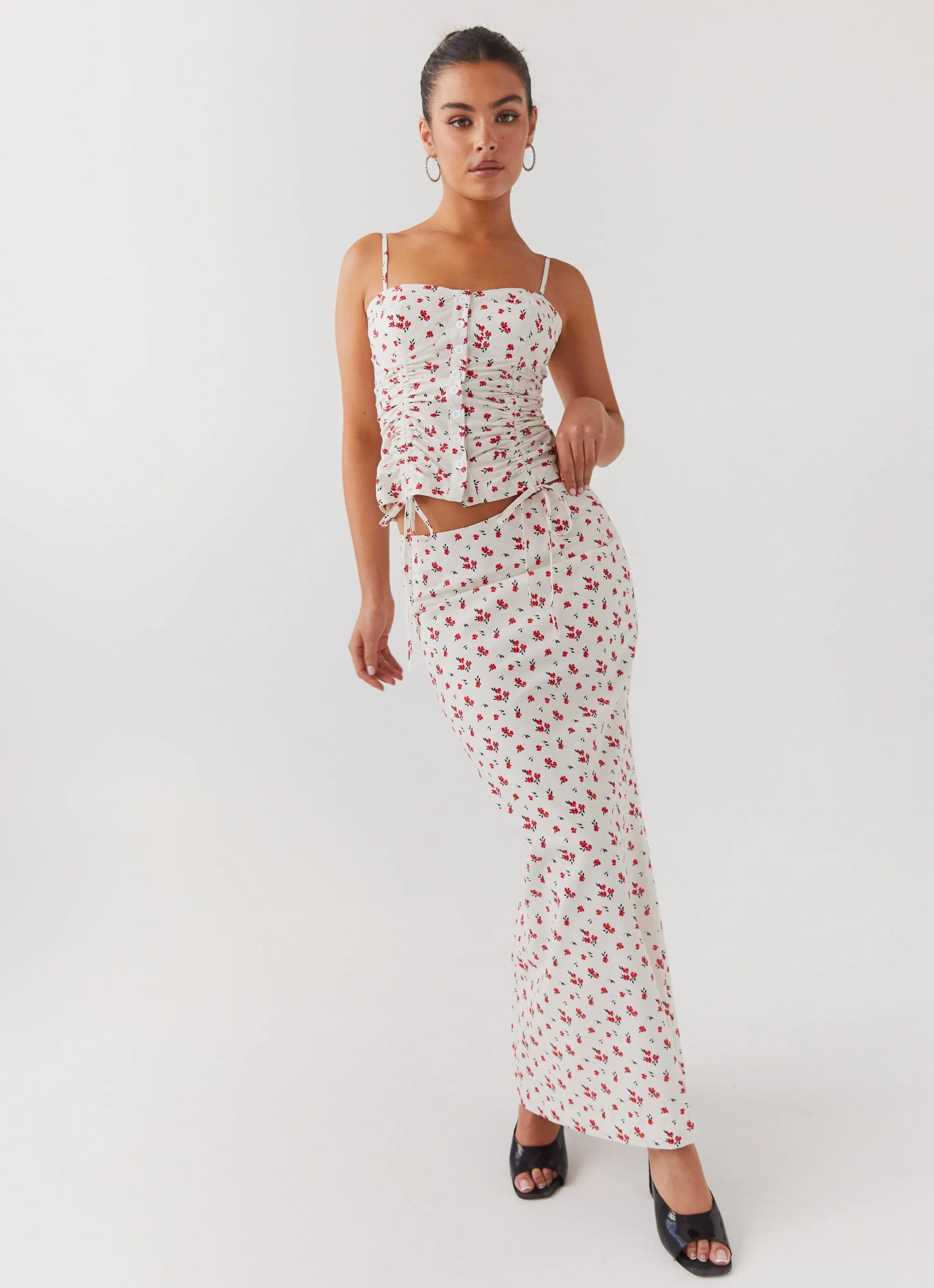 Ariana Linen Bustier Top - Poppy Floral