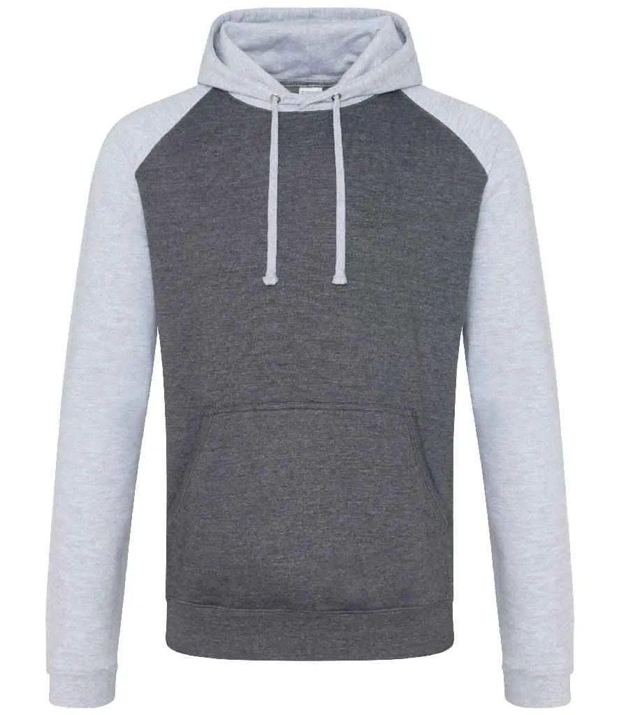 AWDis Baseball Hoodie | Charcoal/Heather Grey