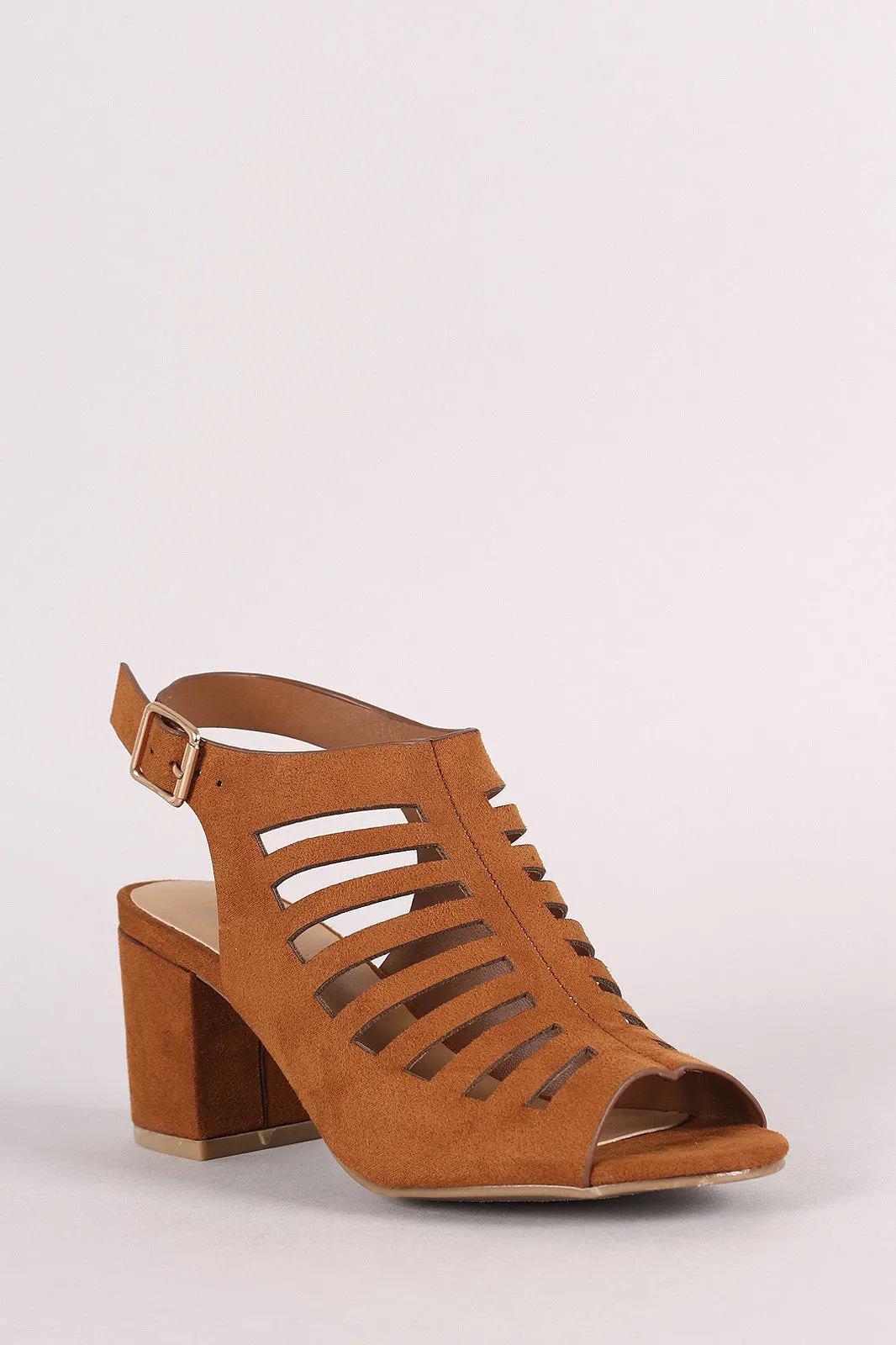 Bamboo Caged Chunky Kitten Heel