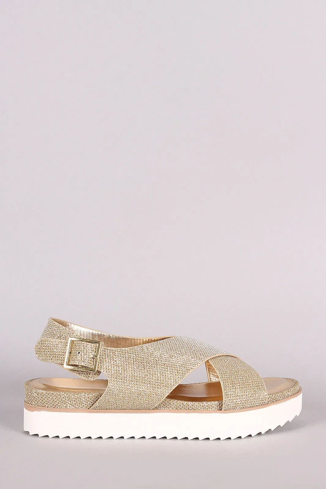 Bamboo Glitter Wide Cross Strap Sandal