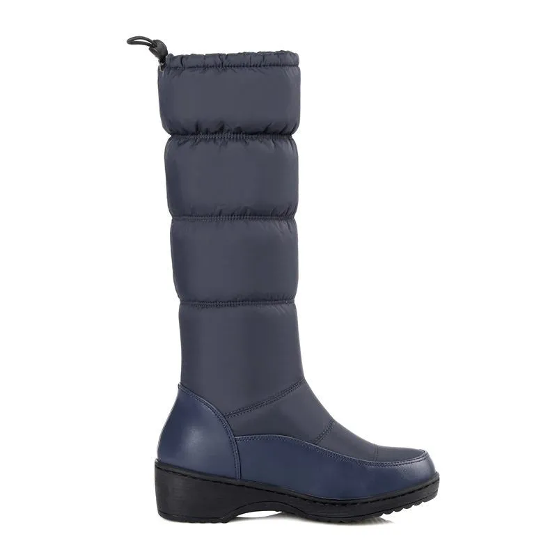 Below Knee High Round Toe Soft PU Leather Snow Boots