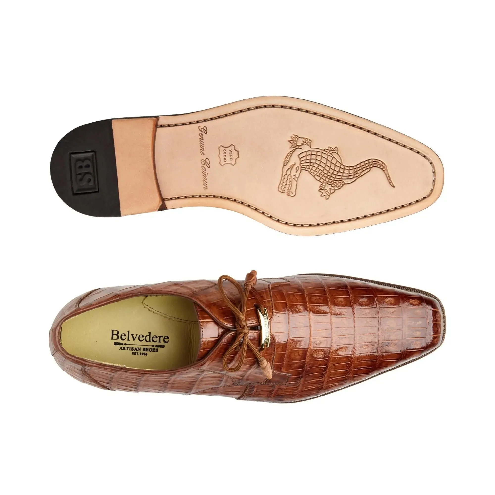 Belvedere Umberto in Antique Sport Genuine Caiman Crocodile Oxfords