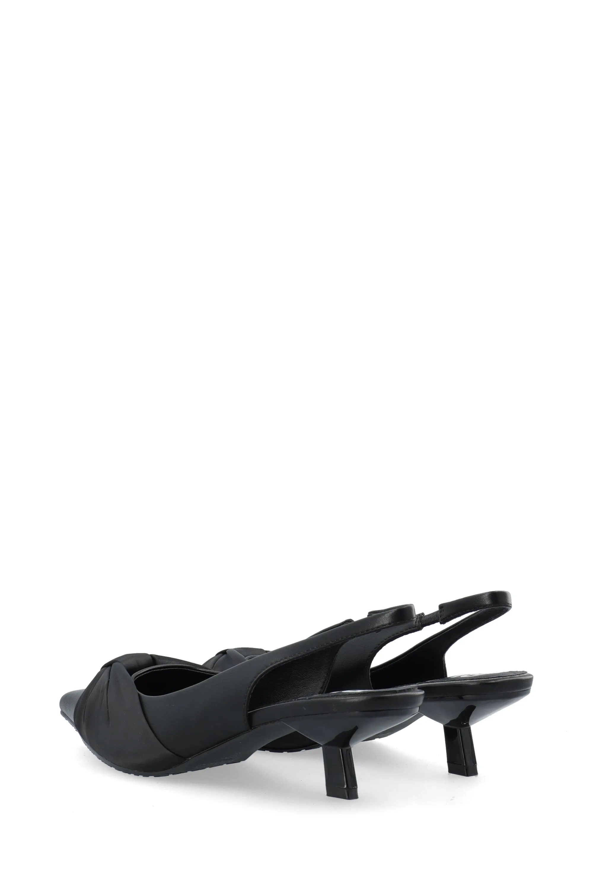 Biakristin Kitten Heel Bow Slingback Faux Leather - Black