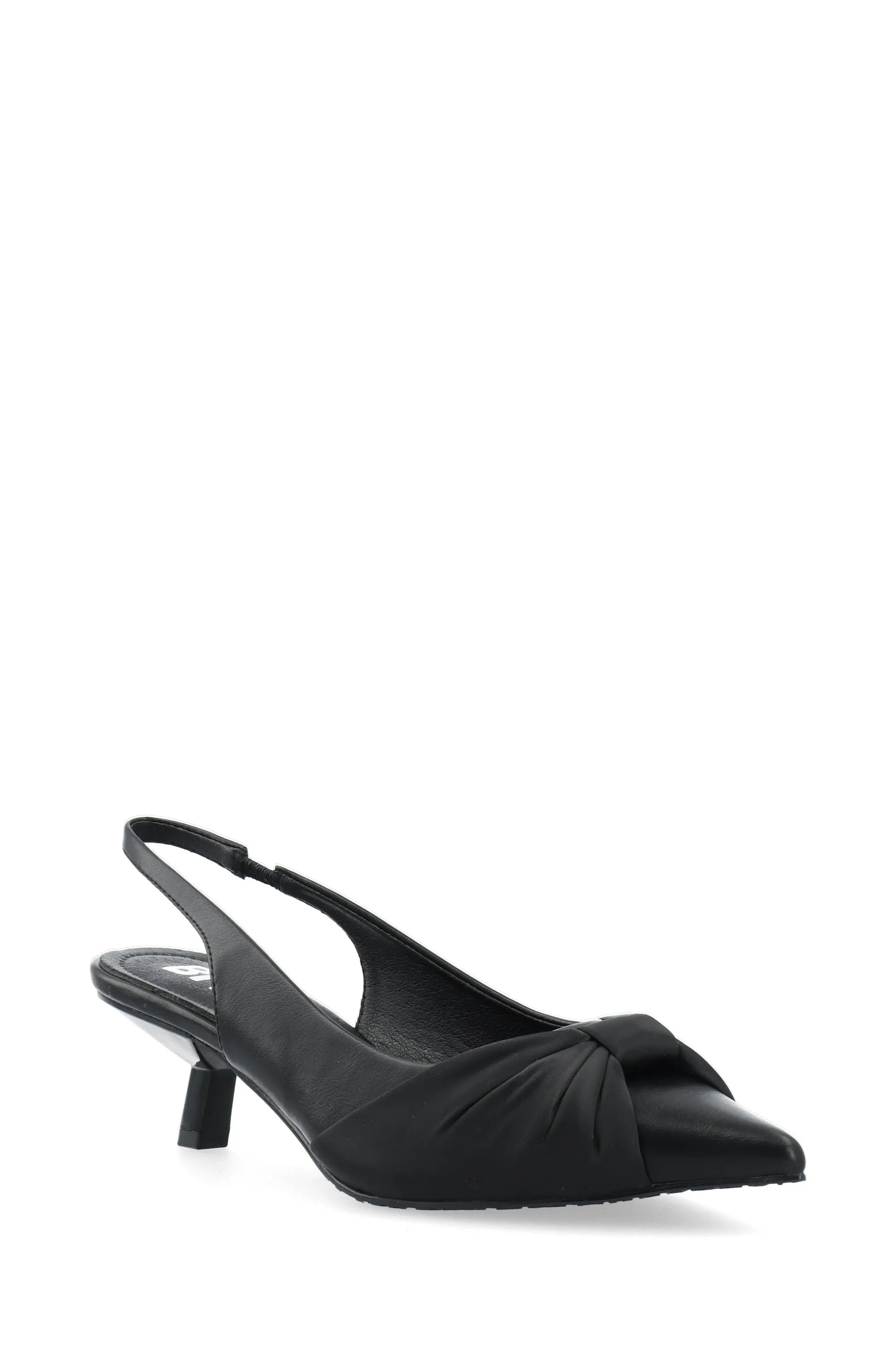 Biakristin Kitten Heel Bow Slingback Faux Leather - Black