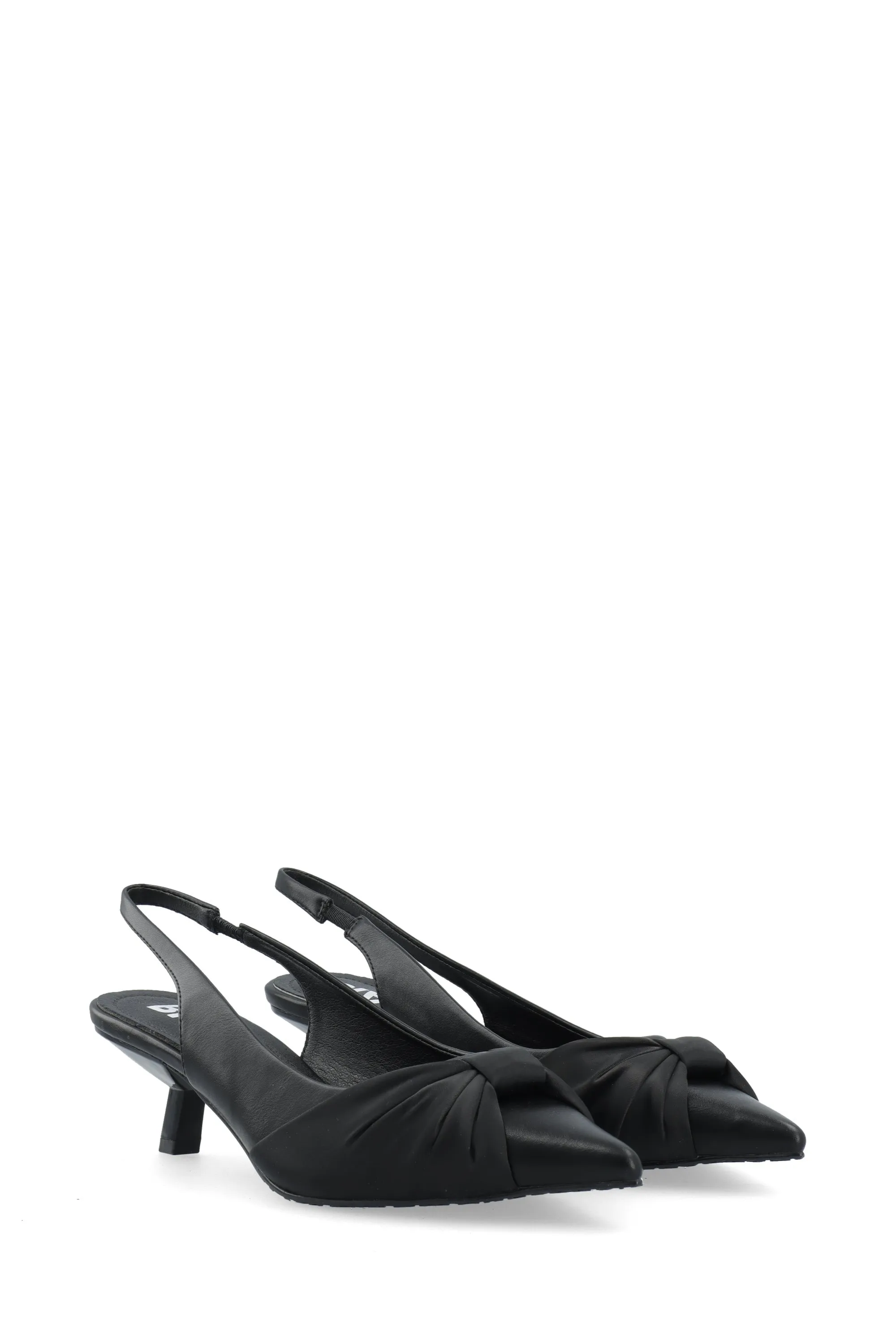 Biakristin Kitten Heel Bow Slingback Faux Leather - Black