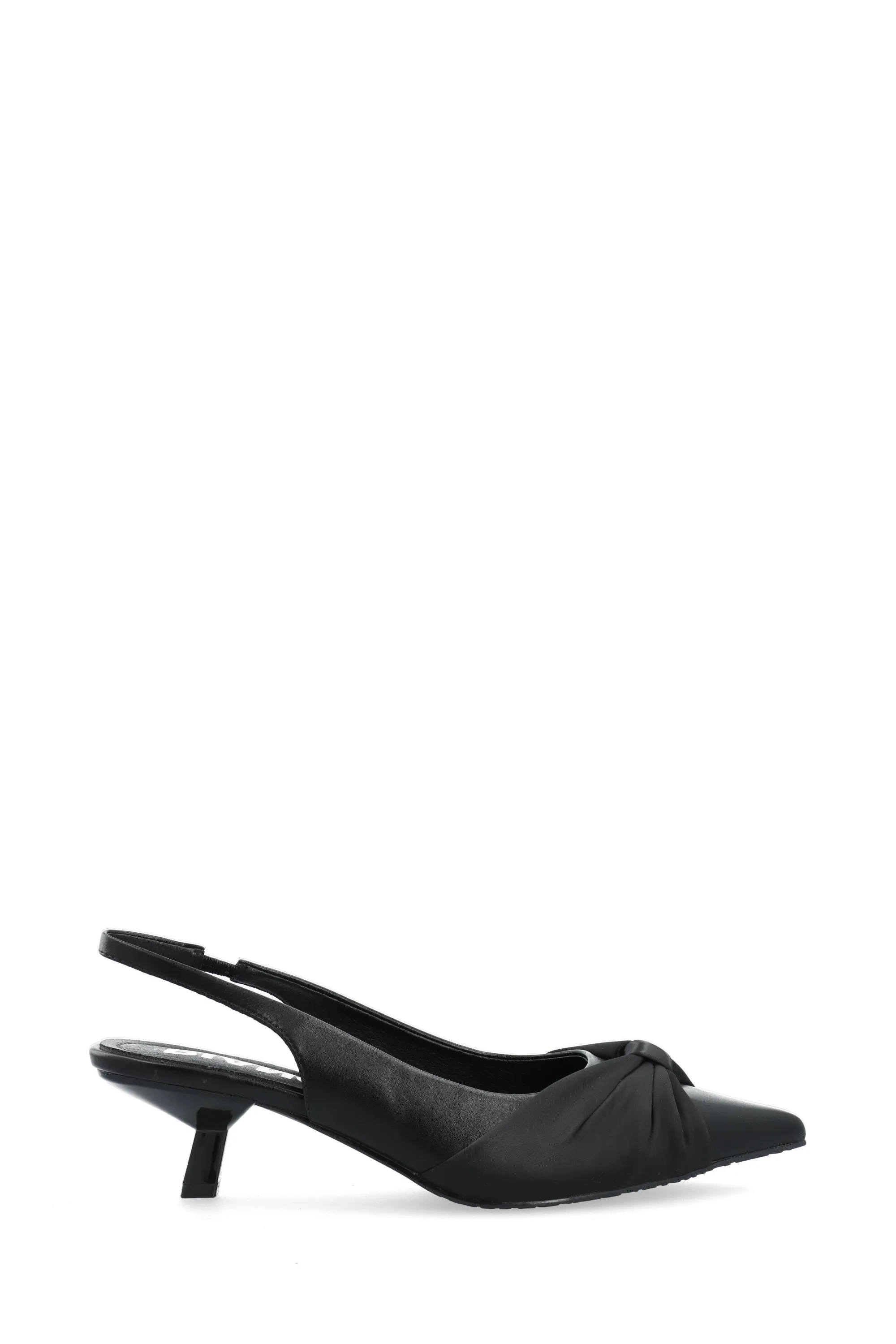 Biakristin Kitten Heel Bow Slingback Faux Leather - Black