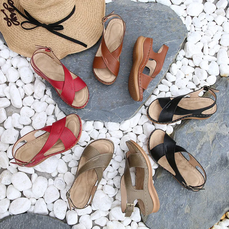 Bigsizeheels Vintage Boho Wedge Sandals