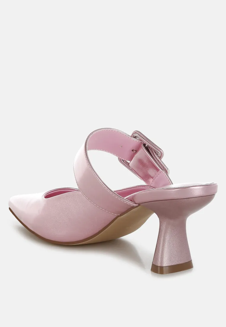 Bismi Large Buckle Kitten Heel Mules