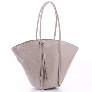 BJ5688C Croc Textured Large Fan Shoulder Bag w/ Tassel