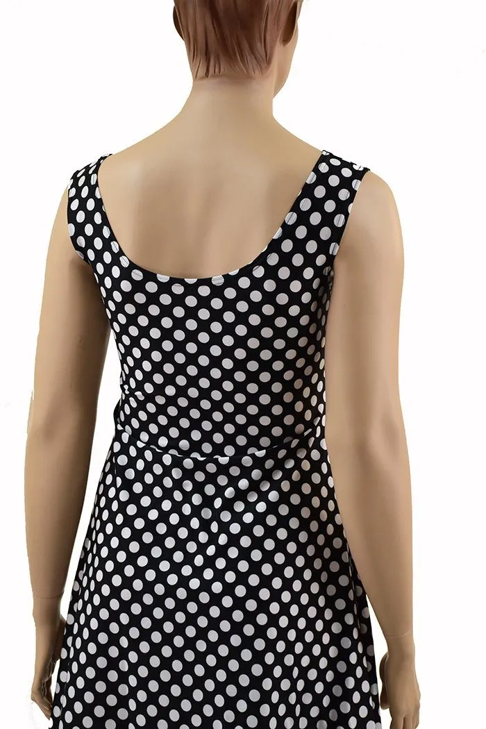 Black & White Polka Dot A Line Tank Dress