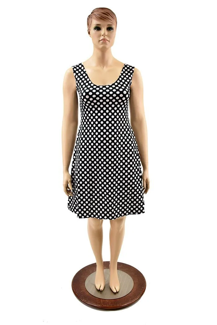 Black & White Polka Dot A Line Tank Dress