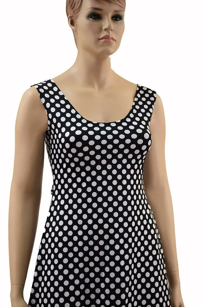 Black & White Polka Dot A Line Tank Dress