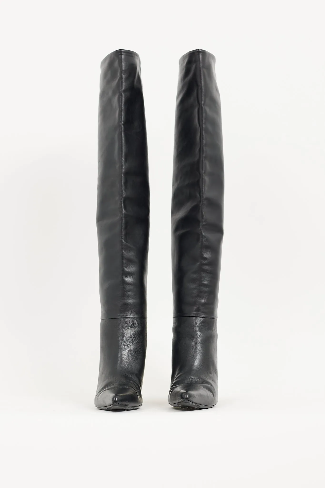 Black Leather Bourgeoise Knee High Boot