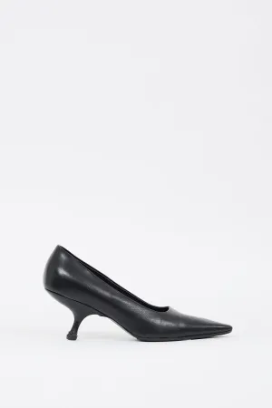 Black Leather Pointed Pump