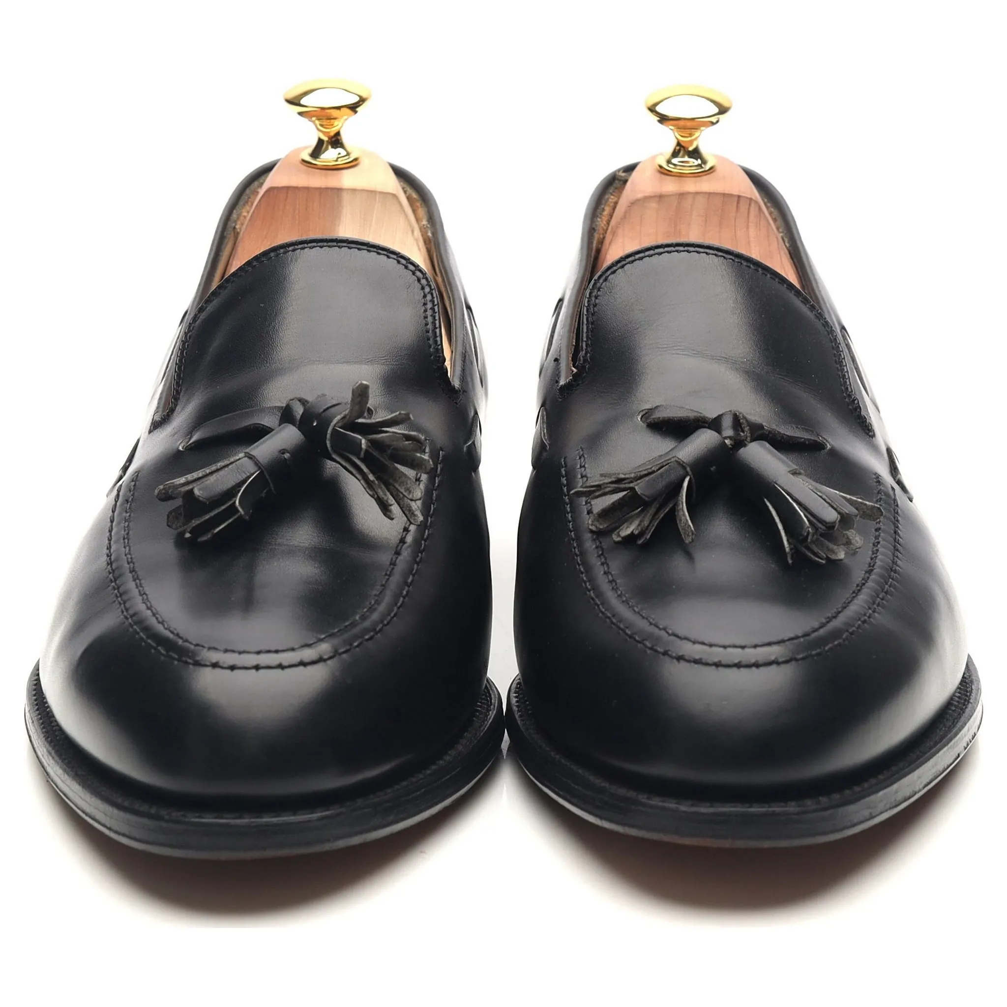 Black Leather Tassel Loafers UK 11 E