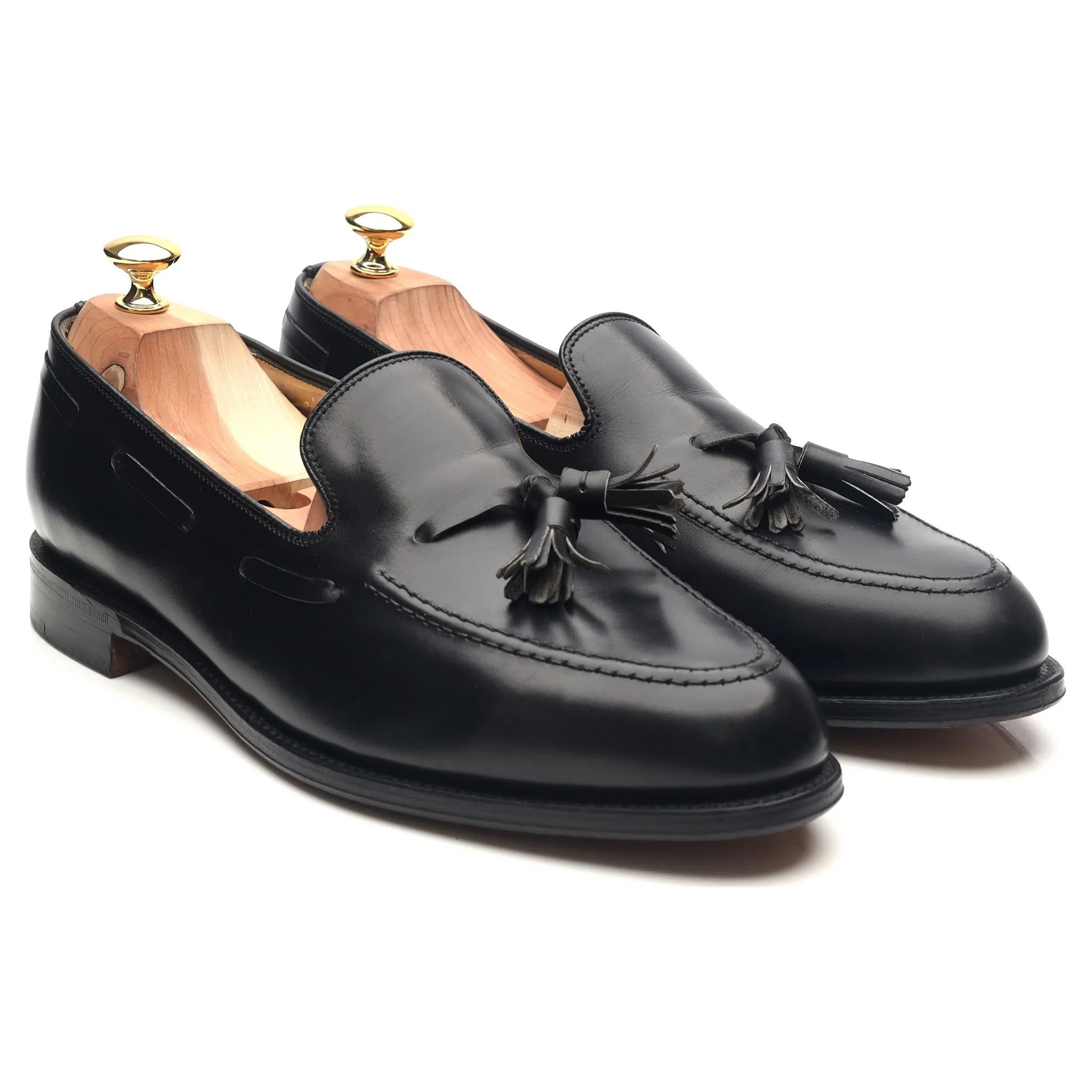 Black Leather Tassel Loafers UK 11 E