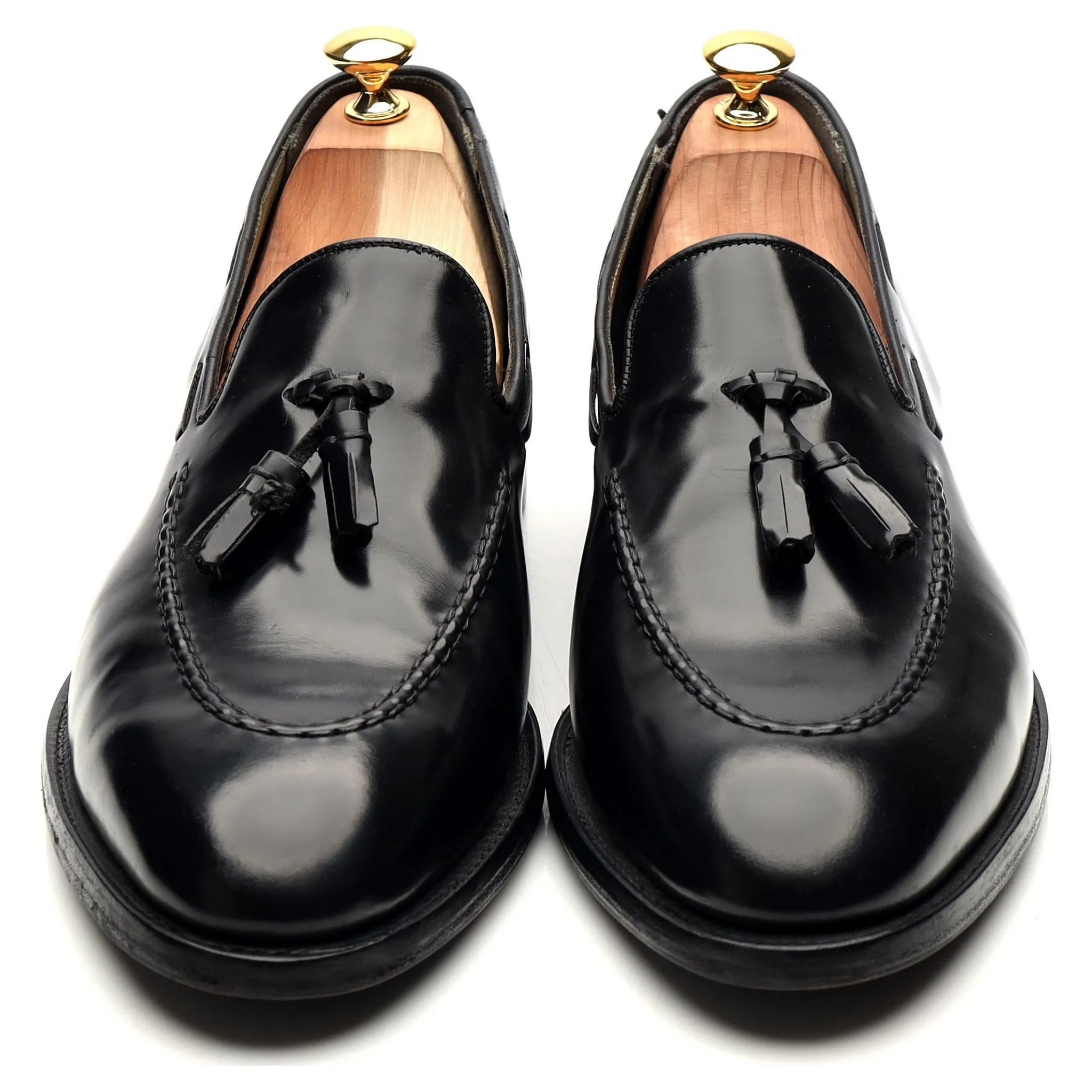 Black Leather Tassel Loafers UK 11.5