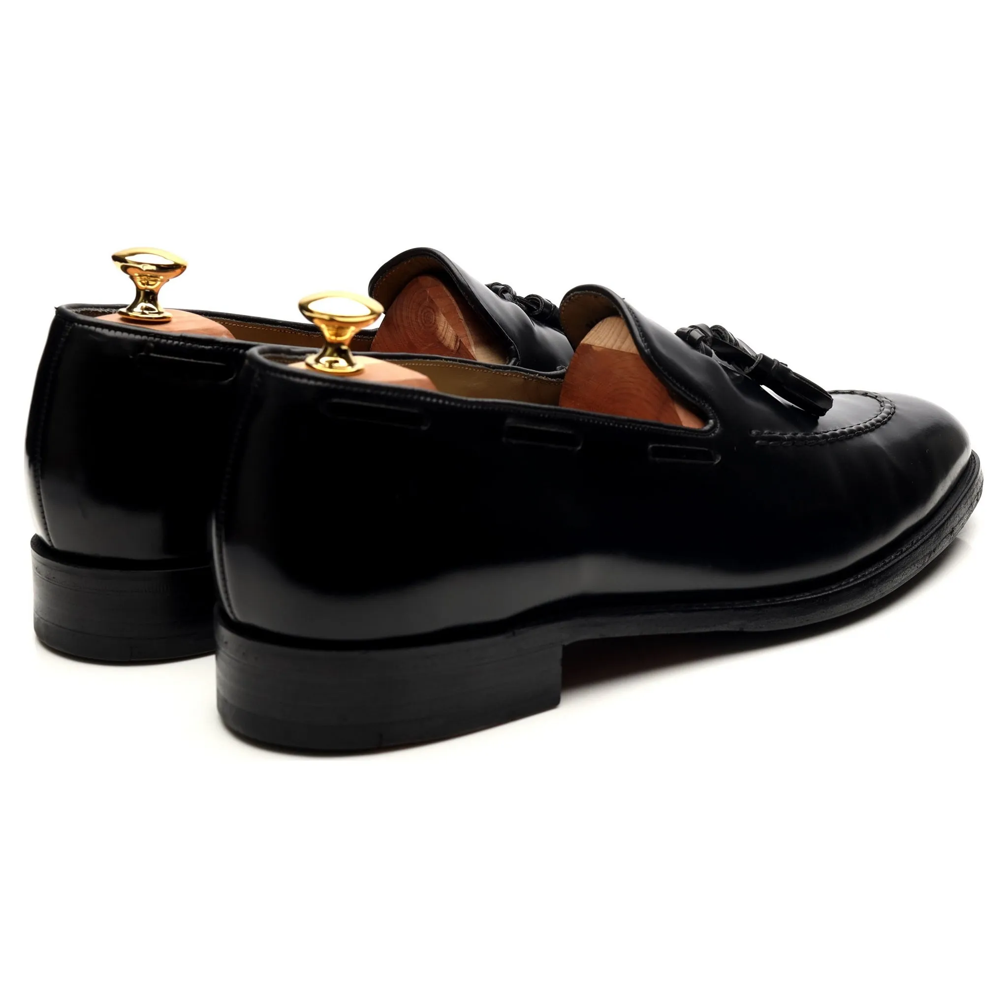 Black Leather Tassel Loafers UK 11.5