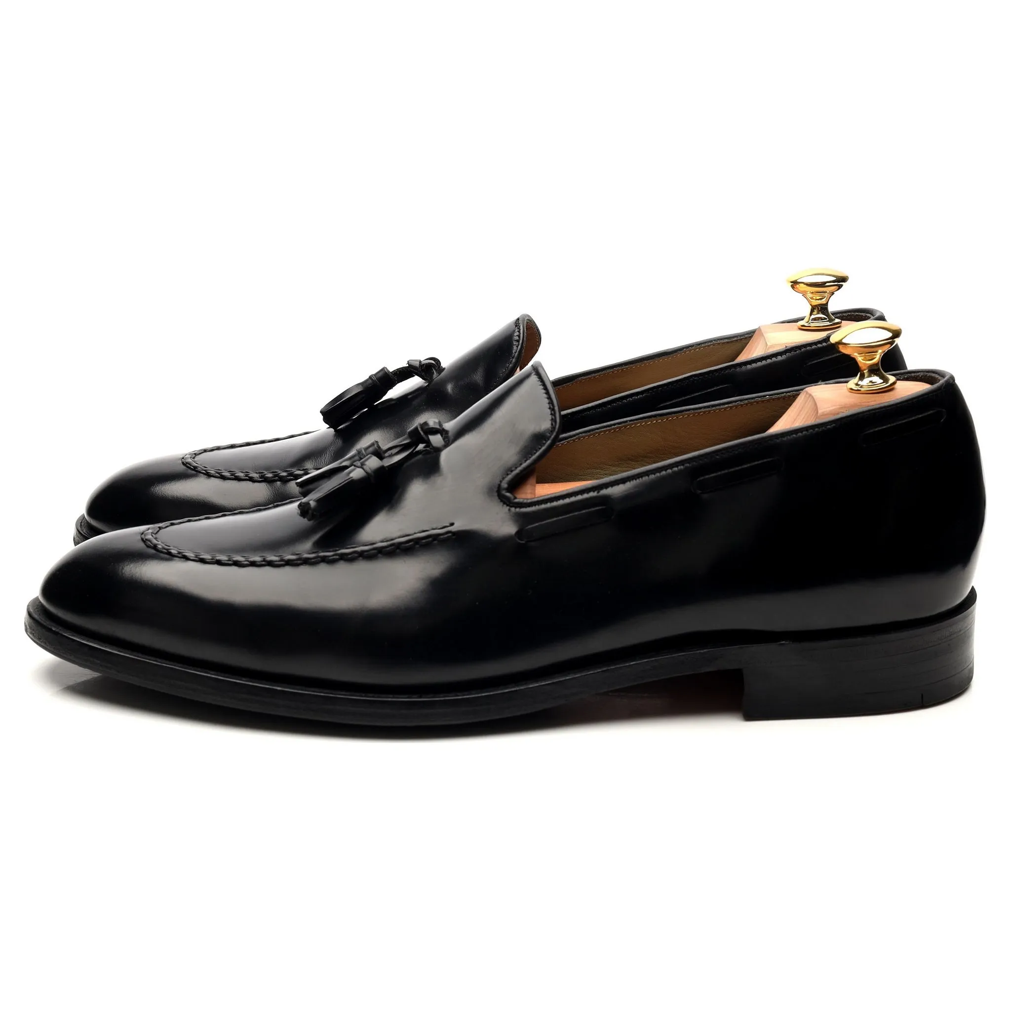 Black Leather Tassel Loafers UK 11.5