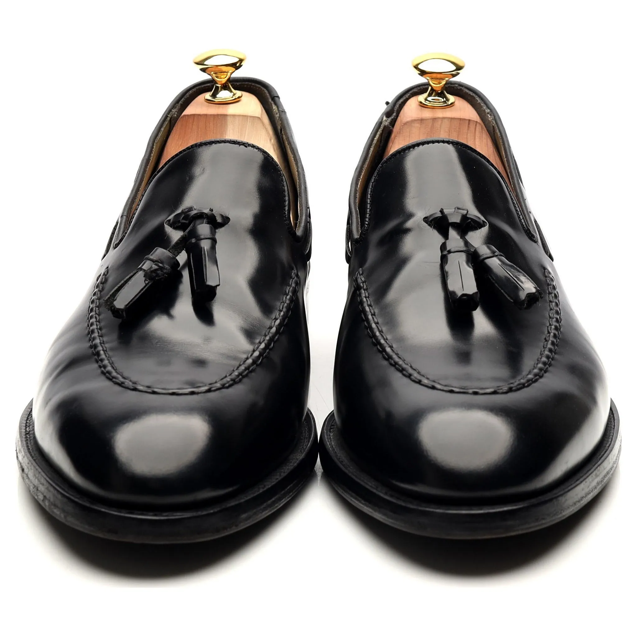 Black Leather Tassel Loafers UK 11.5