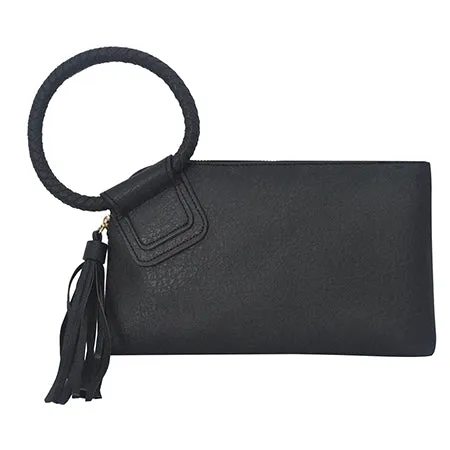 Black NGIL Fashion Faux Leather Mini Purse With Fringe Tassel