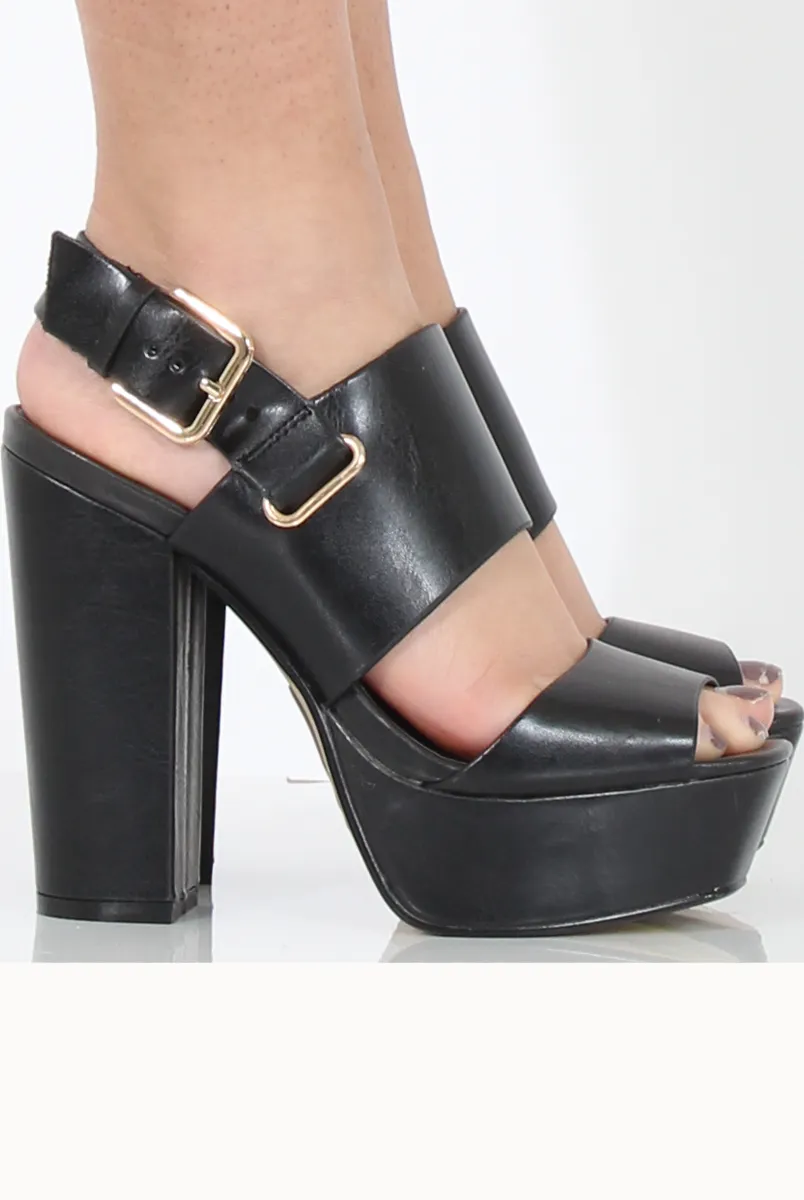 Black Platform Block Heel - Esme