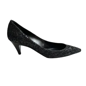 Black Sparkly Matte Heels - 9