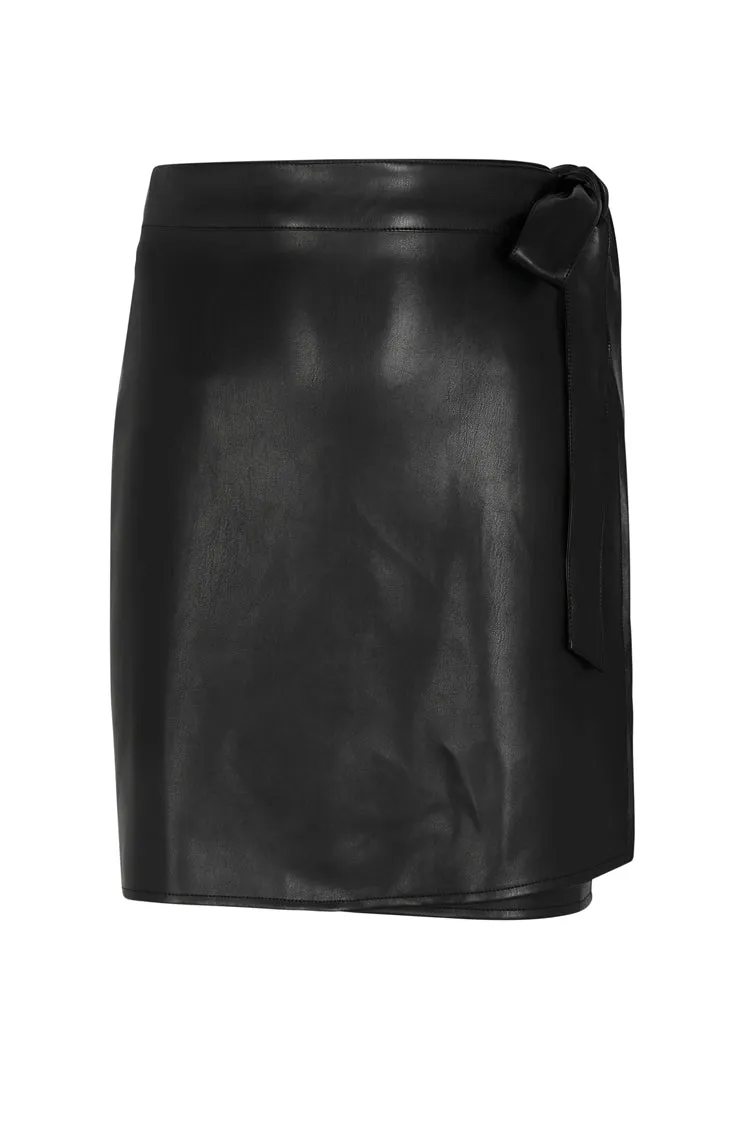 Black Vegan Leather Mini Jaspre Skirt - Petite